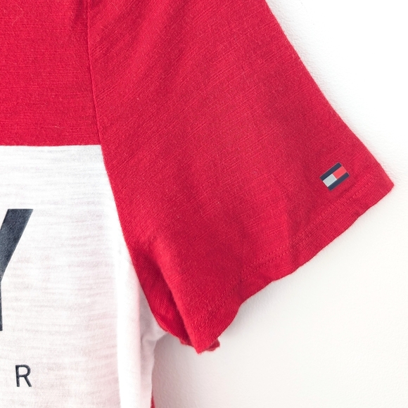 Tommy Hilfiger Women's Classic Color Block Red Navy White T-shirt ~ Size Medium - Picture 5 of 9
